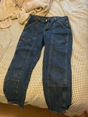 Old Navy High Rise OG Straight Dark Blue Boyfriend Carpenter Jeans